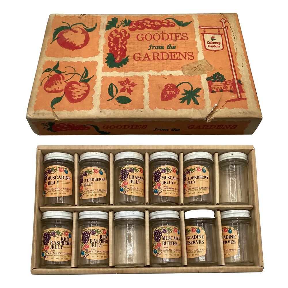 Rare Vintage Callaway Gardens Goodies from the Gardens 12-Jar Sampler Box